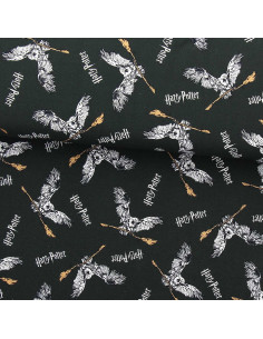 Harry Potter Jersey-Stoff - Eule und Besen
