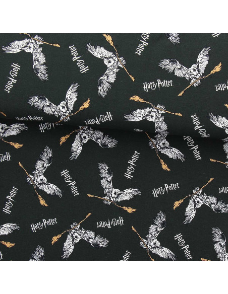 Harry Potter Jersey-Stoff - Eule und Besen