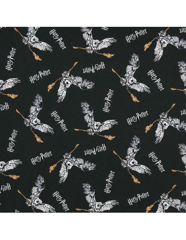 Harry Potter Jersey-Stoff - Eule und Besen