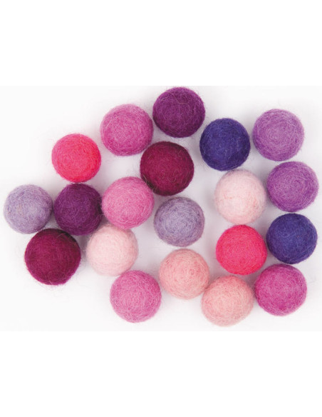 Filzkugeln - Gemischtes Rosa und Violett