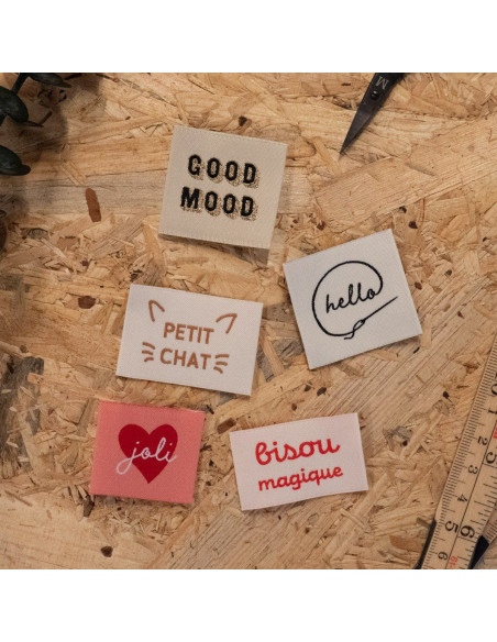 Set von 5 gewebten Etiketten - Sortiment Cozy