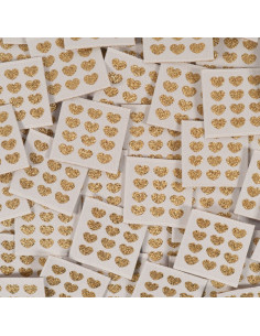 Set von 5 gewebten Etiketten - Goldene Herzen