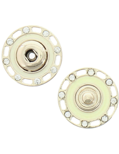 Druckknopf Strass - Gold und Elfenbein