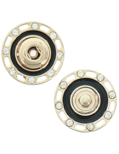 Strass-Druckknopf - Gold und Schwarz