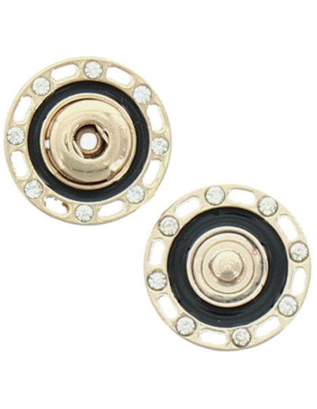 Strass-Druckknopf - Gold und Schwarz