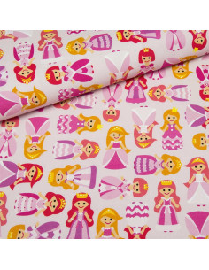 Premium-Baumwollstoff - Rosa Prinzessinnen