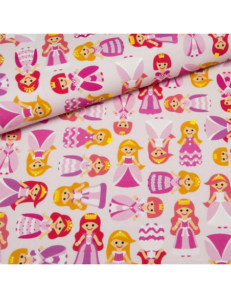 Premium-Baumwollstoff - Rosa Prinzessinnen
