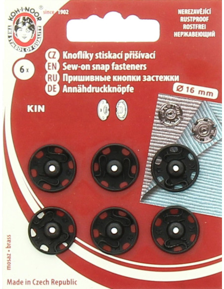 Metall-Druckknöpfe 16 mm - Schwarz
