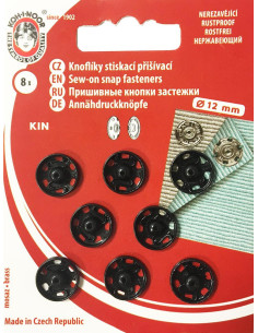 Metall-Druckknöpfe 12 mm - Schwarz