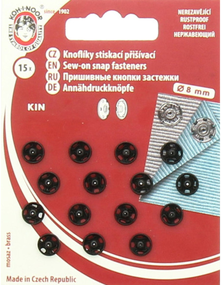 Metall-Druckknöpfe 8 mm - Schwarz