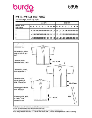 Mantelschnittmuster - Burda 5995