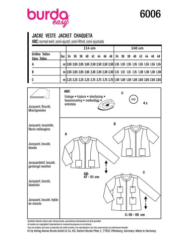 Jackenschnittmuster - Burda 6006