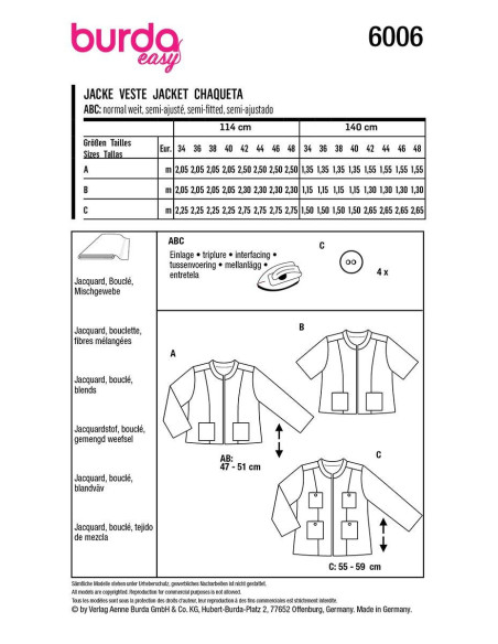 Jackenschnittmuster - Burda 6006