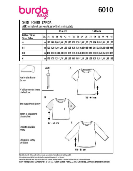 T-Shirt-Schnittmuster - Burda 6010