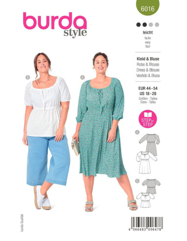 Kleid- und Blusenmuster - Burda 6016