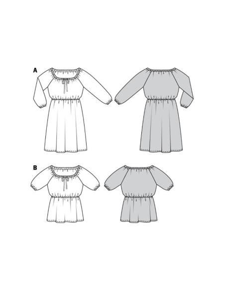 Kleid- und Blusenmuster - Burda 6016