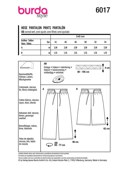 Hosenmuster - Burda 6017