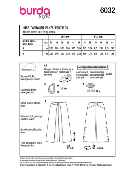 Hosenmuster - Burda 6032