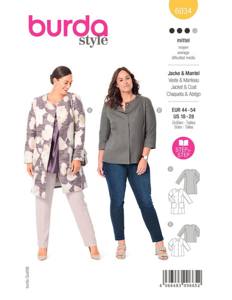 Jacken- und Mantelschnittmuster - Burda 6034