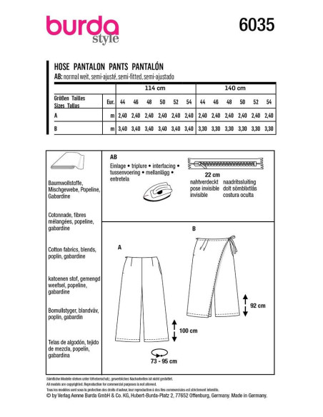 Hosenmuster - Burda 6035
