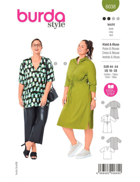 Kleid- und Blusenmuster - Burda 6038