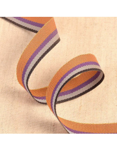 Gestreiftes Köperband - Orange und Violett