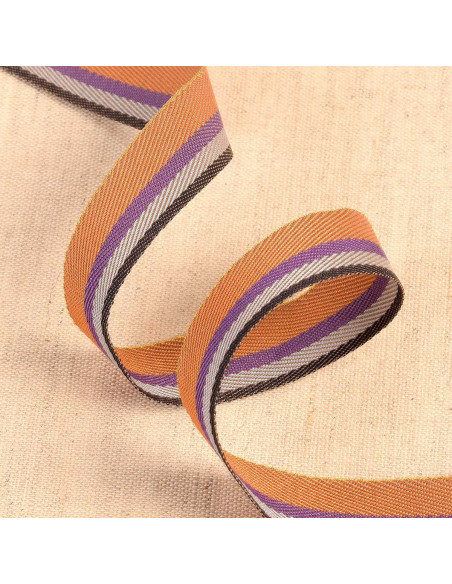 Gestreiftes Köperband - Orange und Violett