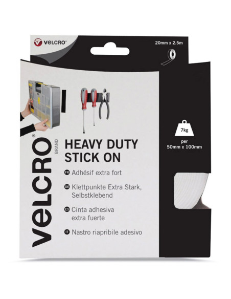 VELCRO® Marken-Klettband mit selbstklebender Rückseite für extreme Befestigung 50mm x 2,5M weiß