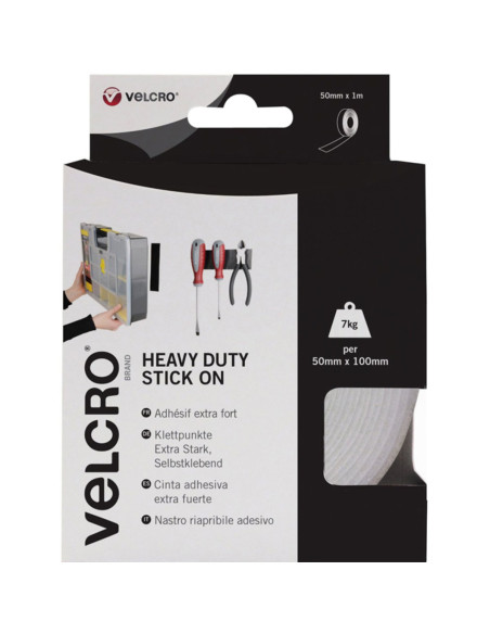 VELCRO® Marken Klettband selbstklebend extreme Befestigung 50mm x 1M weiß