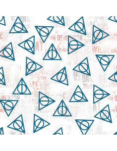 Baumwollstoff - Harry Potter und die Heiligtümer des Todes weiß und blau