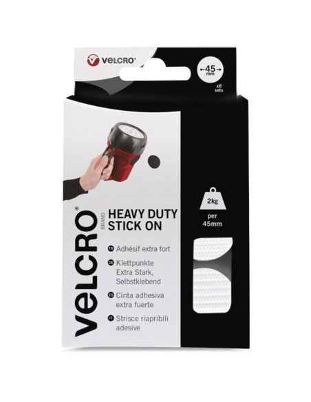 VELCRO® Marken selbstklebende Klettpunkte mit extremer Haftung 45mm x 6 Weiß