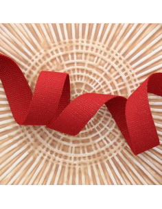 Polyester-Lurex-Gurtband in Baumwolloptik - Rot und Gold