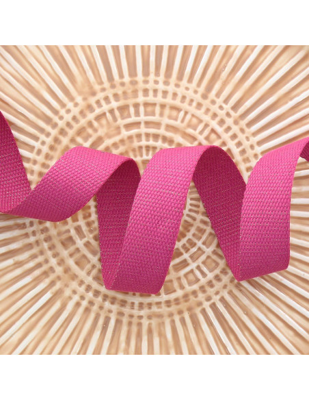 Polyester-Lurex-Gurtband in Baumwolloptik - Fuchsia und Gold