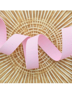 Polyester-Lurex-Gurtband in Baumwolloptik - Babyrosa und Silber