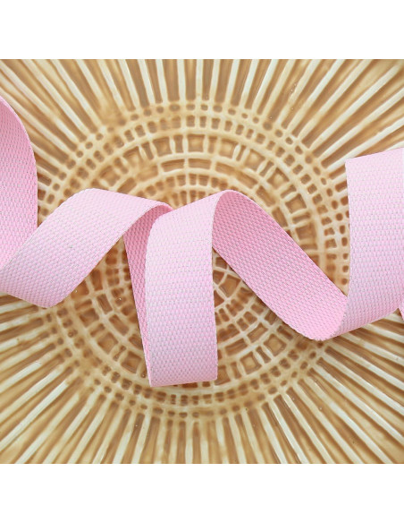 Polyester-Lurex-Gurtband in Baumwolloptik - Babyrosa und Silber