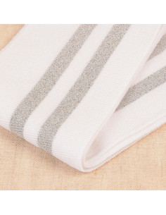 Bündchen an Handgelenken und Taille - Weiß mit silbernen Streifen