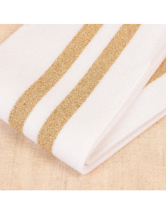 Bündchen an Handgelenken und Taille - Weiß mit goldenen Streifen