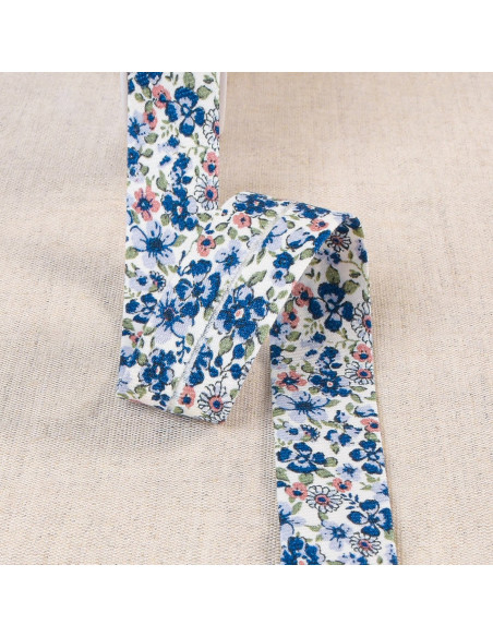 Bio-Blumen-Schrägband - Marineblau