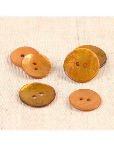 Glitzer-Perlmuttknopf - Senf