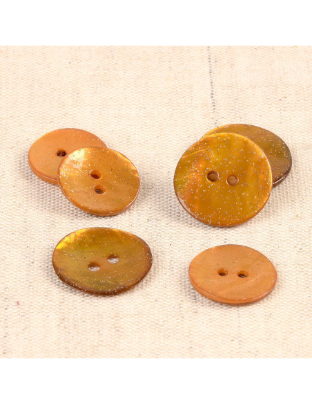 Glitzer-Perlmuttknopf - Senf