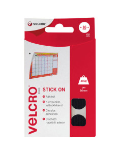 VELCRO® Marken selbstklebende Klettpunkte 16mm x 16 schwarz