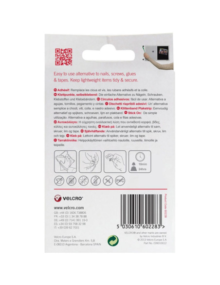 VELCRO® Marken selbstklebende Klettpunkte 16mm x 16 schwarz