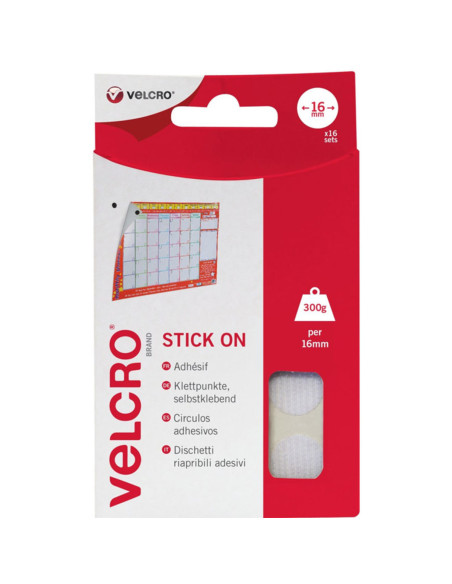 VELCRO® Marken selbstklebende Klettpunkte 16mm x 16 weiß