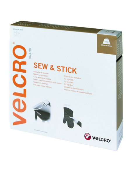 VELCRO® Marken-Klettband gemischt (selbstklebend und zum Nähen) 20mm x 25m weiß