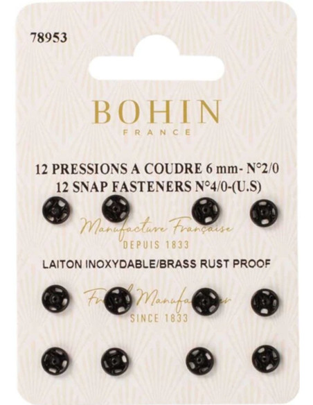 Nähdruckknöpfe 6 mm Bohin - Schwarz