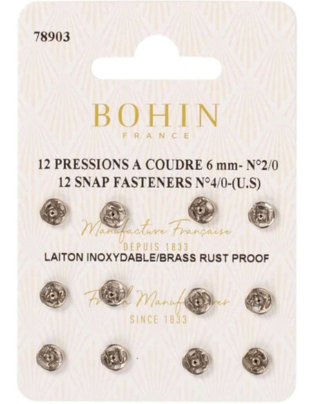 Nähdruckknöpfe 6 mm Bohin - Silber