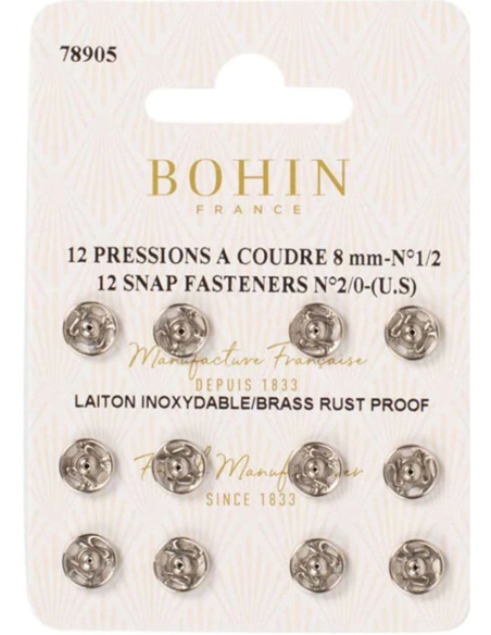 Nähdruckknöpfe 8 mm Bohin - Silber