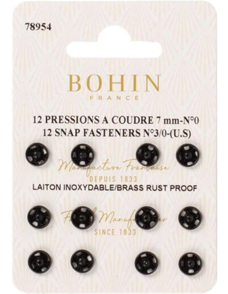 Nähdruckknöpfe 7 mm Bohin - Schwarz