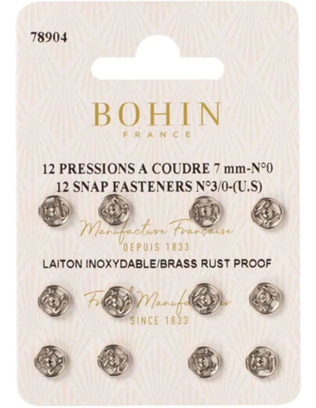 Nähdruckknöpfe 7 mm Bohin - Silber