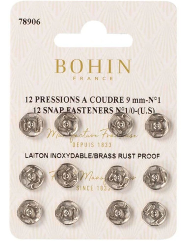 Nähdruckknöpfe 9 mm Bohin - Silber
